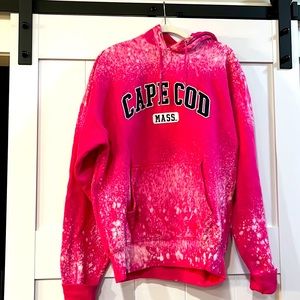 Cape Code pink hoodie with reverse dye splash